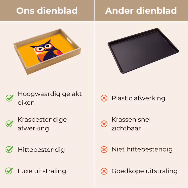 Uil - Grafisch - Kleurrijk - Ogen Dienblad Rechthoek middel -USP_VergelijkingNL