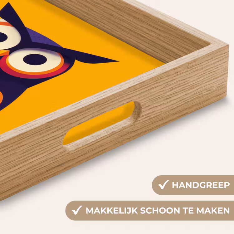 Uil - Grafisch - Kleurrijk - Ogen Dienblad Rechthoek middel -USP_HandgreepNL