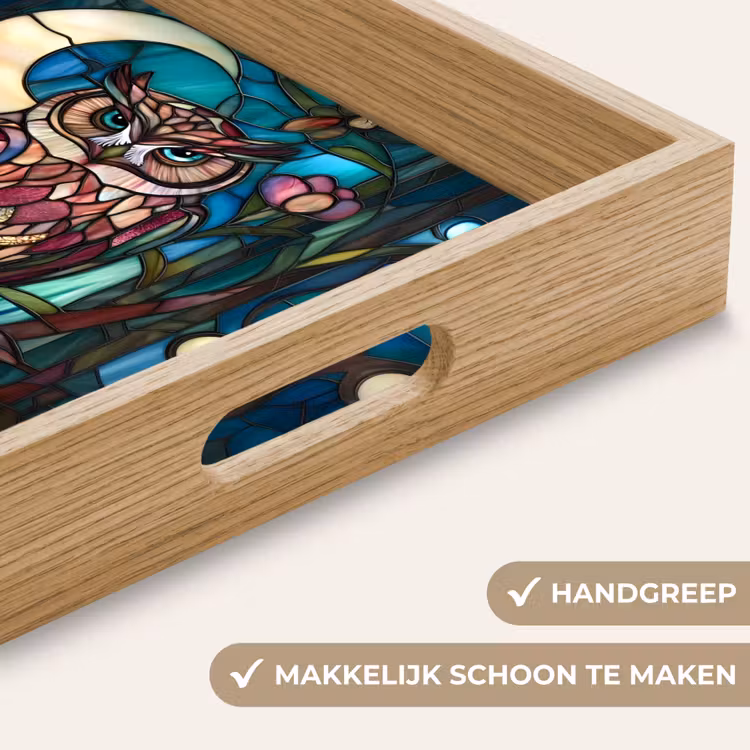 Uil - Mozaïek - Maan - Nacht Dienblad Rechthoek middel -USP_HandgreepNL