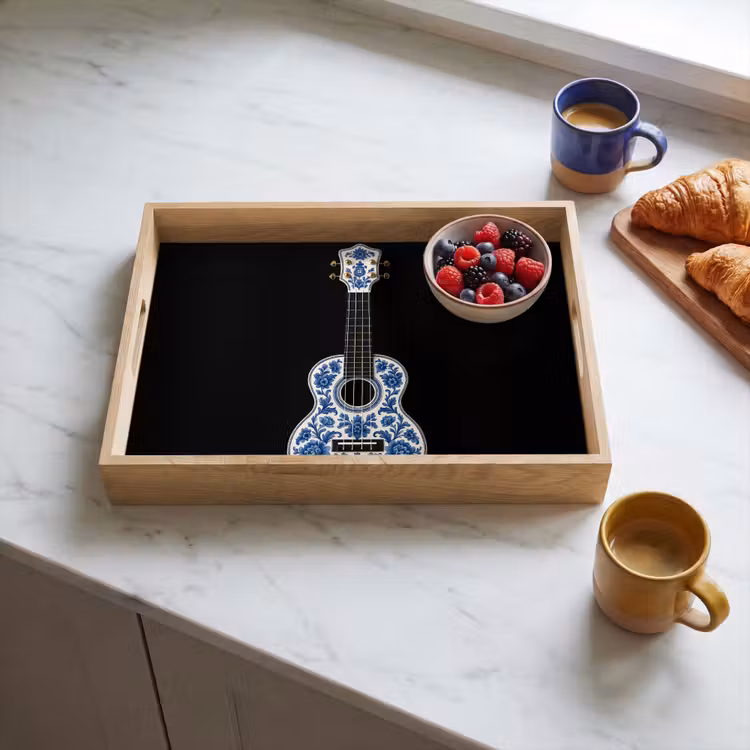 Ukelele - Delfts - Blauw - Muziek Dienblad Rechthoek middel -sfeer2