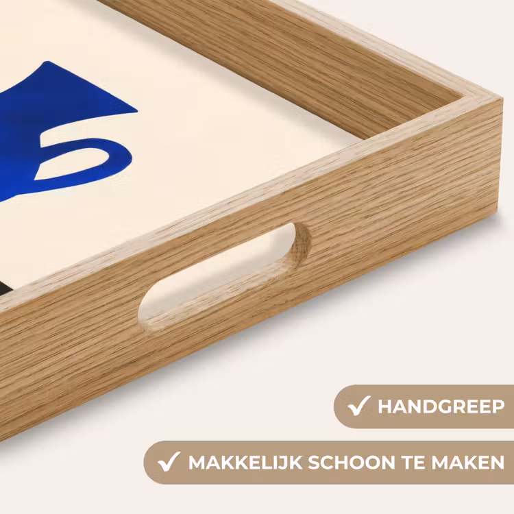 Vaas - Blauw - Geblokt - Modern Dienblad Rechthoek middel -USP_HandgreepNL
