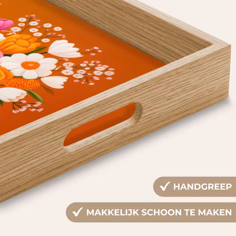 Vaas - Bloemen - Oranje Dienblad Rechthoek middel -USP_HandgreepNL