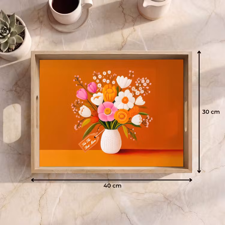 Vaas - Bloemen - Oranje Dienblad Rechthoek middel -USP_Formaat