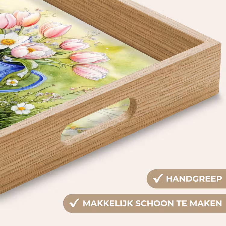 Vaas - Delftsblauw - Madeliefjes Dienblad Rechthoek middel -USP_HandgreepNL