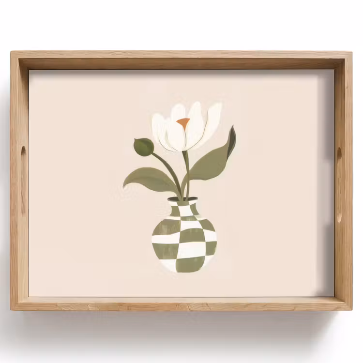 Vaas - Geruit - Bloem - Groen Dienblad Rechthoek middel -z3d_shopping