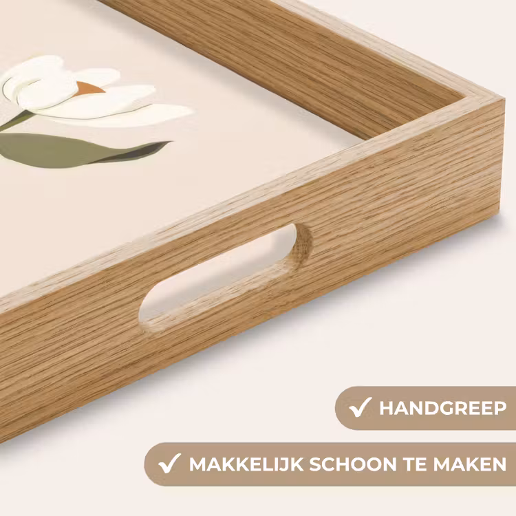 Vaas - Geruit - Bloem - Groen Dienblad Rechthoek middel -USP_HandgreepNL