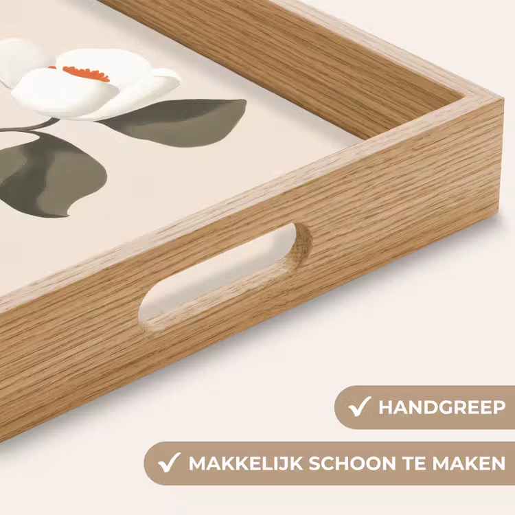 Vaas - Geruit - Groen - Bloem Dienblad Rechthoek middel -USP_HandgreepNL