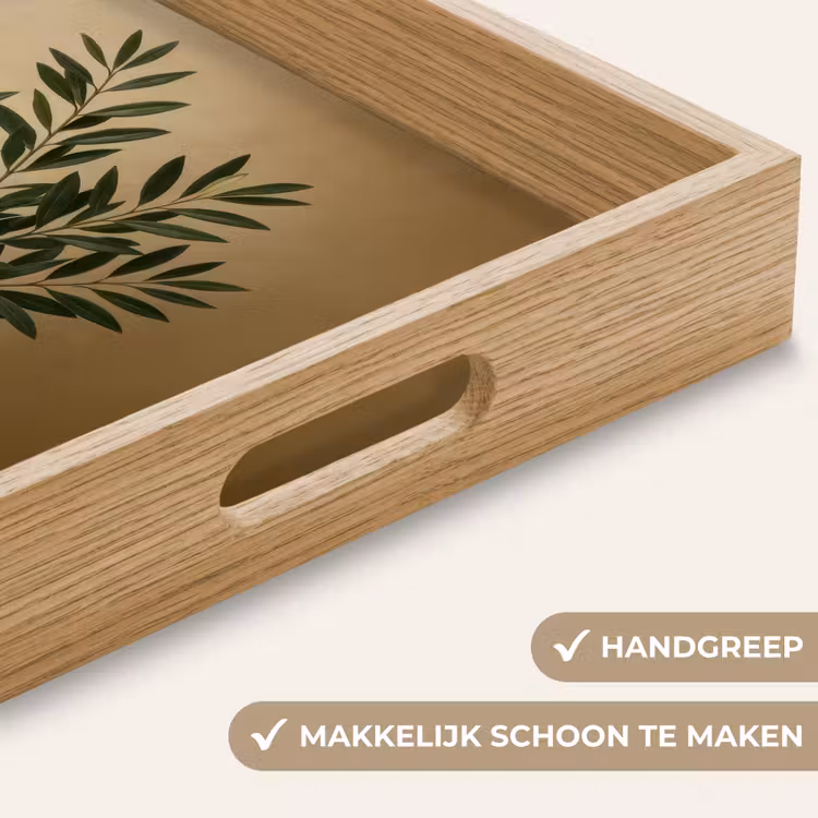 Vaas - Olijftakken - Bladeren - Beige Dienblad Rechthoek middel -USP_HandgreepNL