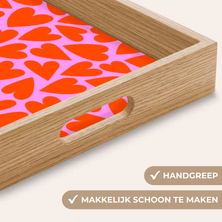 Valentijn - Patroon - Roze - Rood Dienblad Rechthoek middel 911 -USP_HandgreepNL