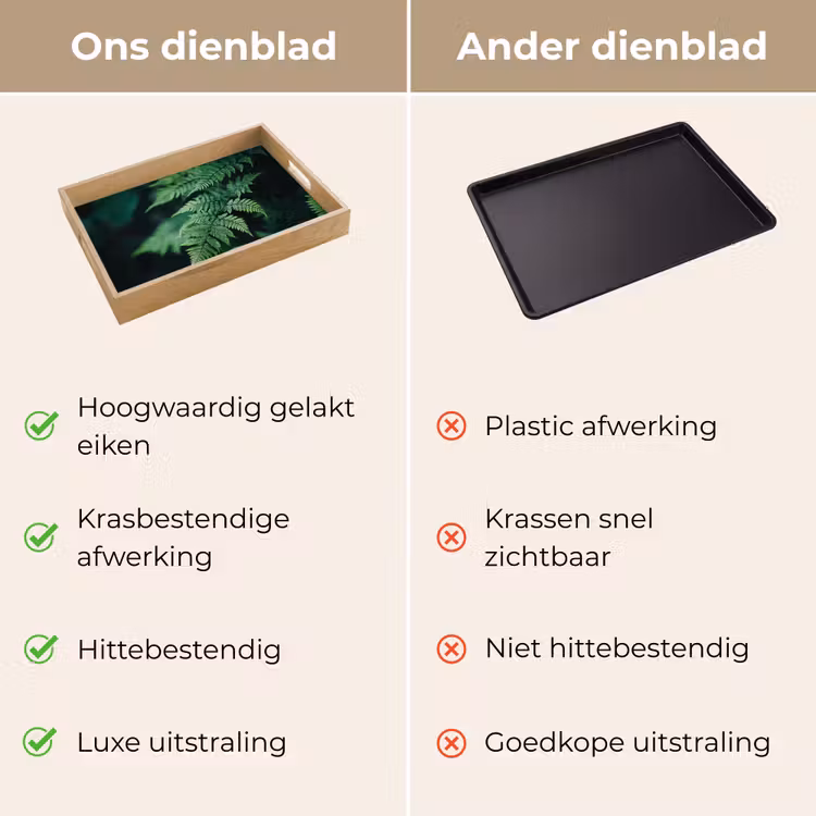 Varenblad - Groen - Structuur - Wazig Dienblad Rechthoek middel -USP_VergelijkingNL