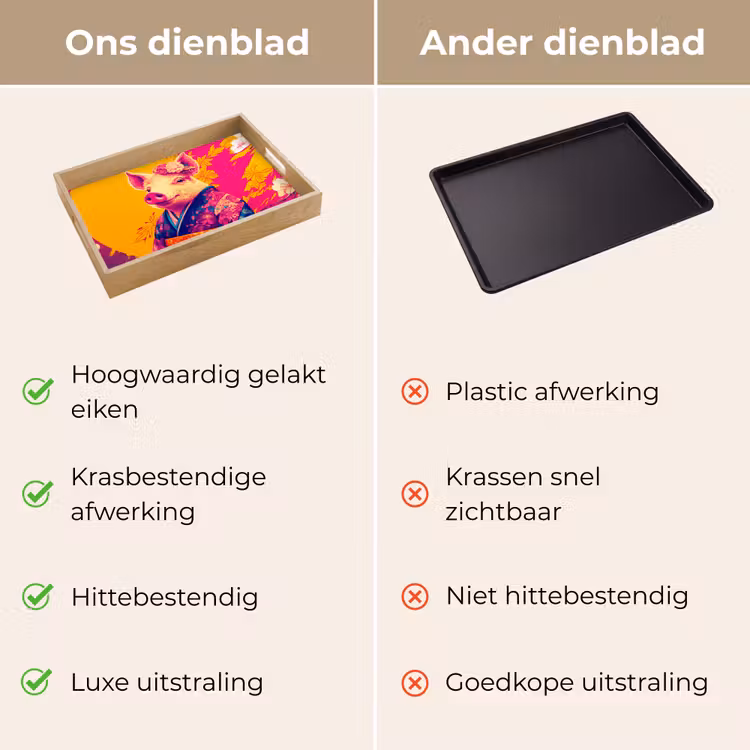Varken - Bloemkroon - Kimono - Abstract Dienblad Rechthoek middel -USP_VergelijkingNL