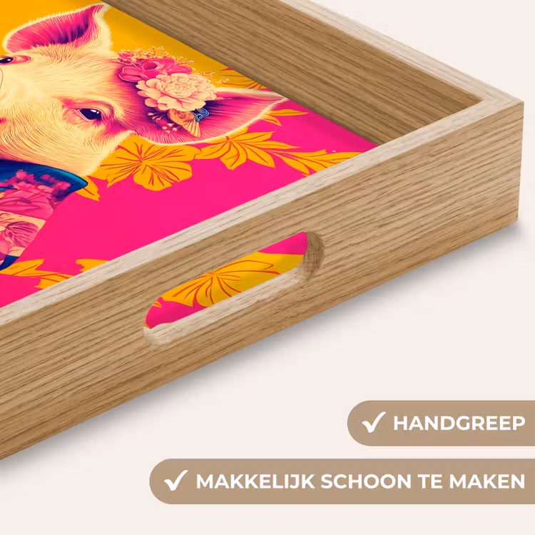 Varken - Bloemkroon - Kimono - Abstract Dienblad Rechthoek middel -USP_HandgreepNL
