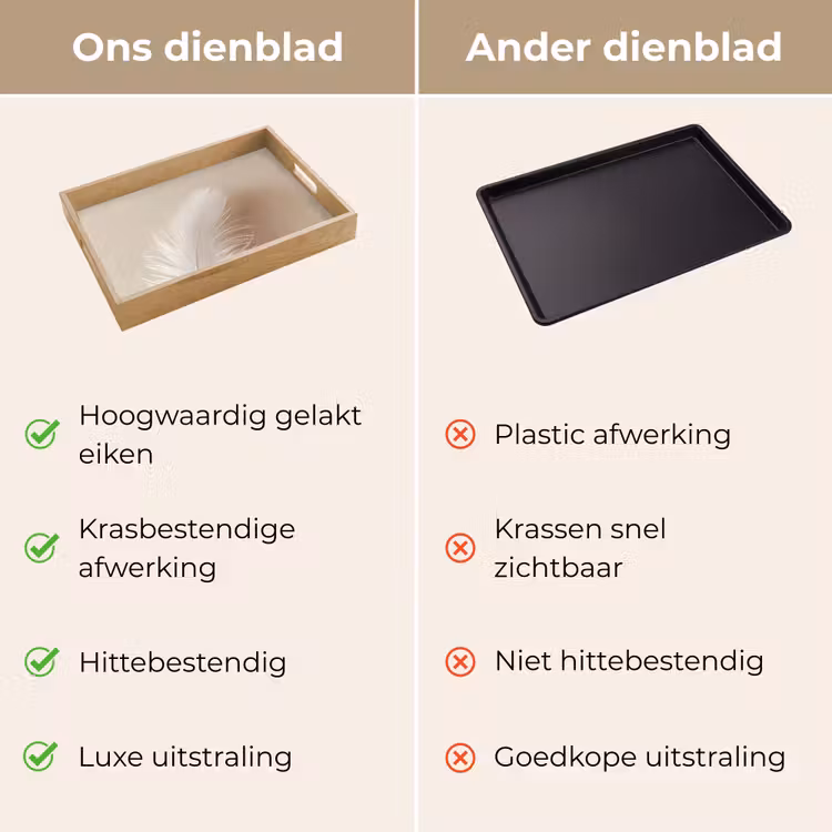 Veer - Minimalistisch - Roze Dienblad Rechthoek middel -USP_VergelijkingNL