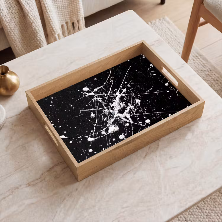 Verfspatten - Wit - Abstract - Explosie Dienblad Rechthoek middel -sfeer1