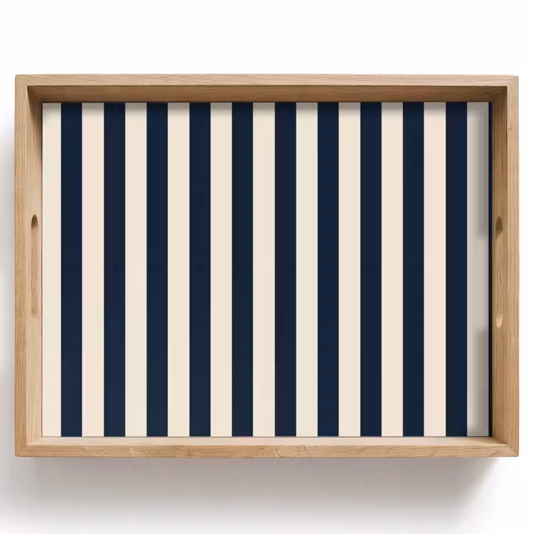 Verticale strepen - Blauw - Crème Dienblad Rechthoek middel 911 -z3d_shopping