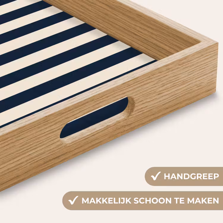 Verticale strepen - Blauw - Crème Dienblad Rechthoek middel 911 -USP_HandgreepNL