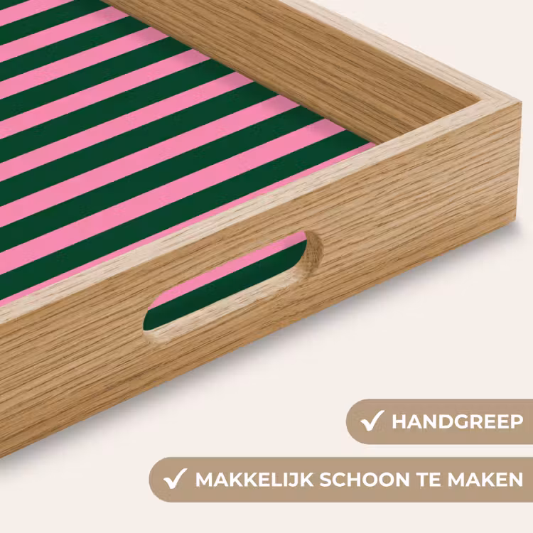 Verticale strepen - Groen - Roze Dienblad Rechthoek middel 911 -USP_HandgreepNL