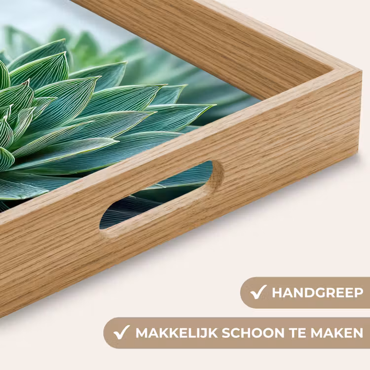 Vetplant - Bladeren - Groen - Wazig Dienblad Rechthoek middel -USP_HandgreepNL