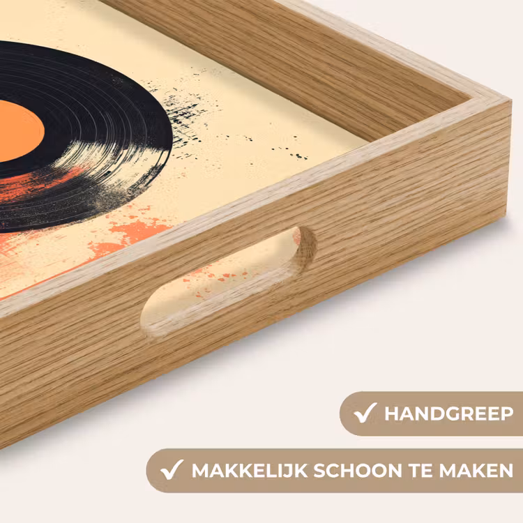 Vinylplaat - Zwart - Verfspatten - Retro Dienblad Rechthoek middel -USP_HandgreepNL