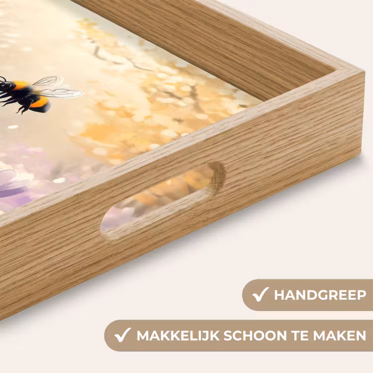 Viooltjes - bij - Zonlicht Dienblad Rechthoek middel -USP_HandgreepNL