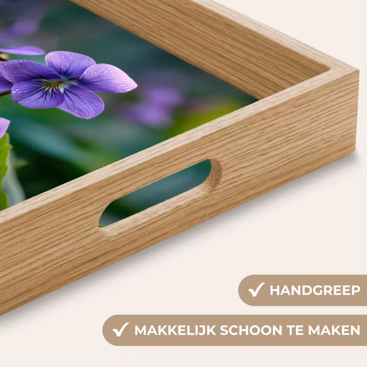 Viooltjes - Paars - Bloem - Bladeren Dienblad Rechthoek middel -USP_HandgreepNL