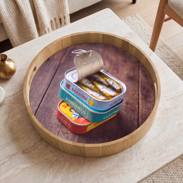 Dienblad - Vis - Blikjes - Keuken - Vis - Blikjes - Keuken Dienblad Rond middel