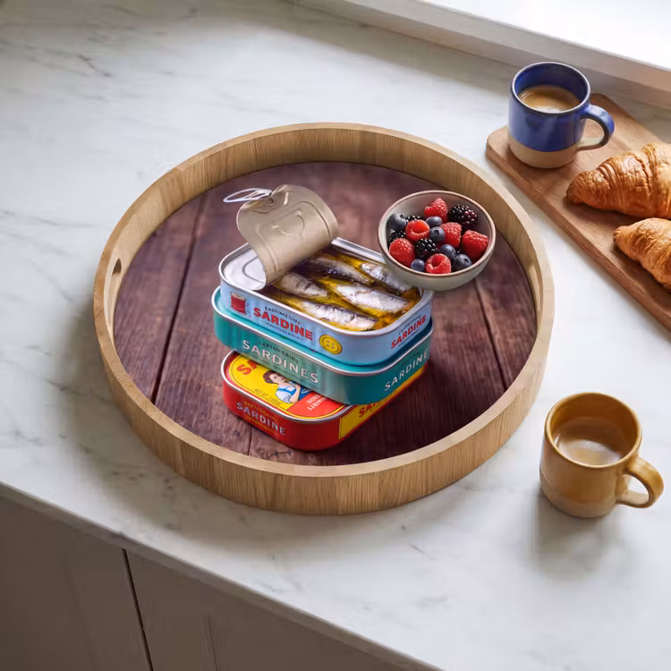 Dienblad - Vis - Blikjes - Keuken - Vis - Blikjes - Keuken Dienblad Rond middel