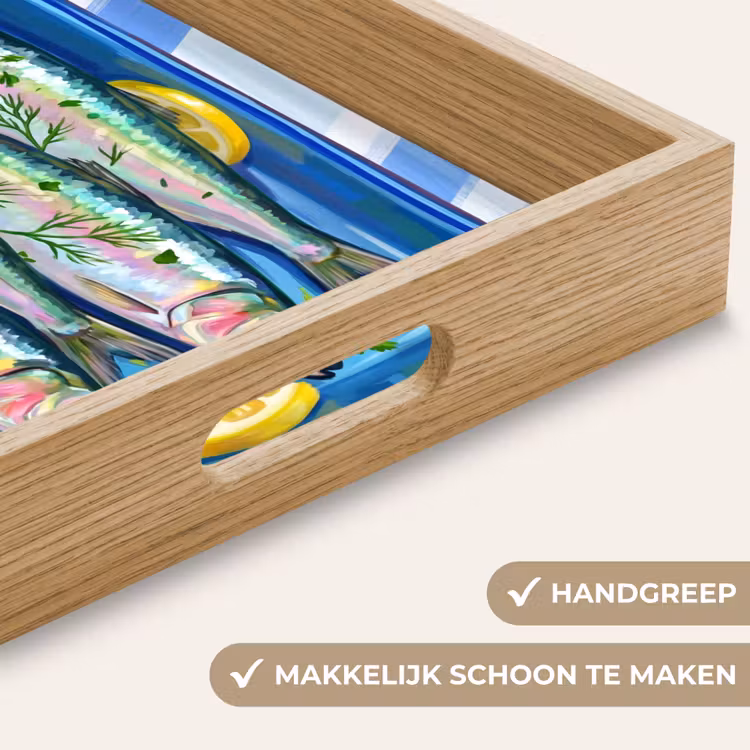 Vis - Citroen - Kruiden - Eten - Blauw Dienblad Rechthoek middel -USP_HandgreepNL
