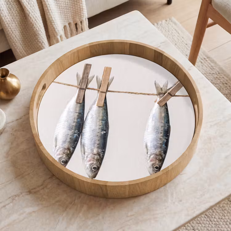 Dienblad - Vis - Hangend - Eten - Vis - Hangend - Eten Dienblad Rond middel