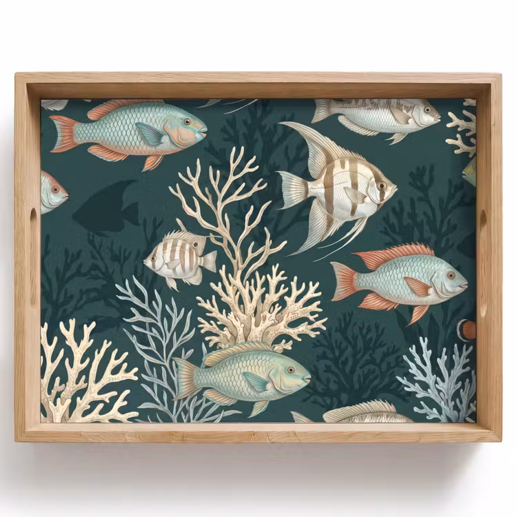 Vis - Koraal - Onderwater - Illustratie Dienblad Rechthoek middel -z3d_shopping