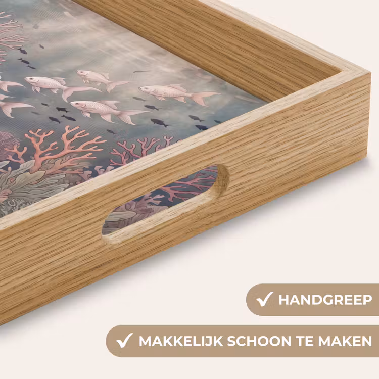 Vis - Koraal - Onderwater - Illustratie - Vintage Dienblad Rechthoek middel -USP_HandgreepNL