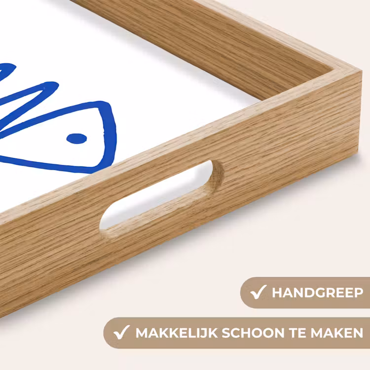 Vis - Minimalistisch - Blauw - Lijn Dienblad Rechthoek middel -USP_HandgreepNL