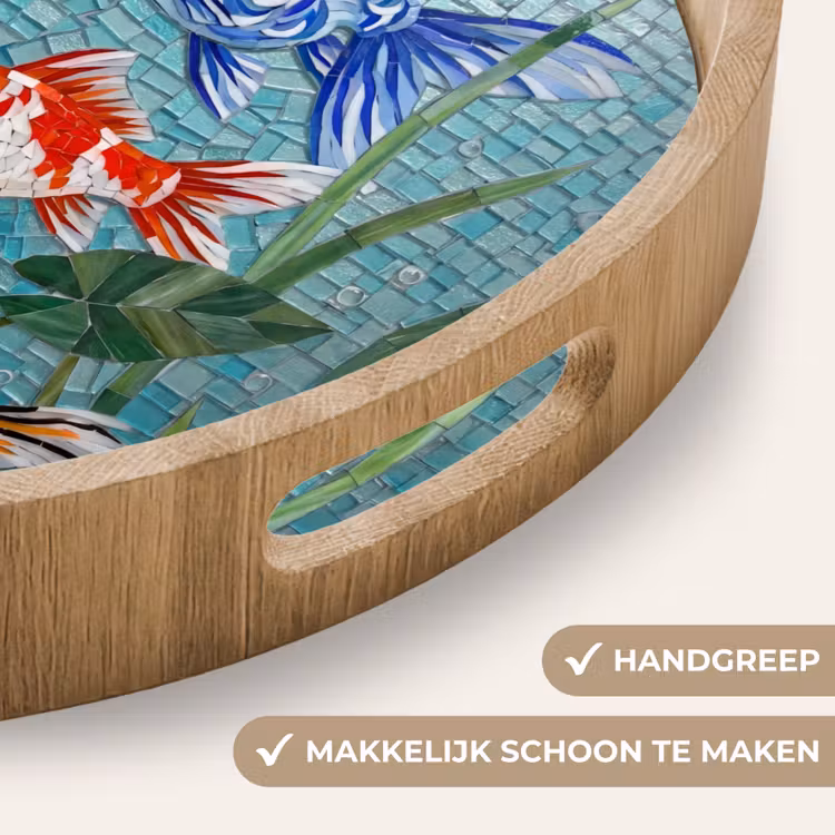 Vis - Mozaïek - Onderwater - Kleurrijk - Dieren Dienblad Rond middel -USP_HandgreepNL