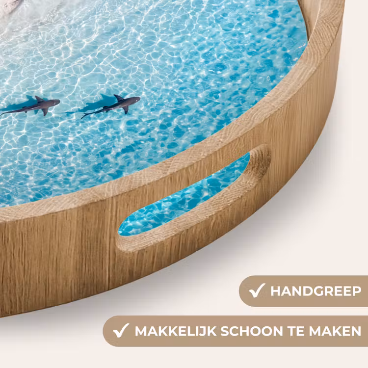 Vis - Oceaan - Strand - Turquoise - Natuur Dienblad Rond middel -USP_HandgreepNL