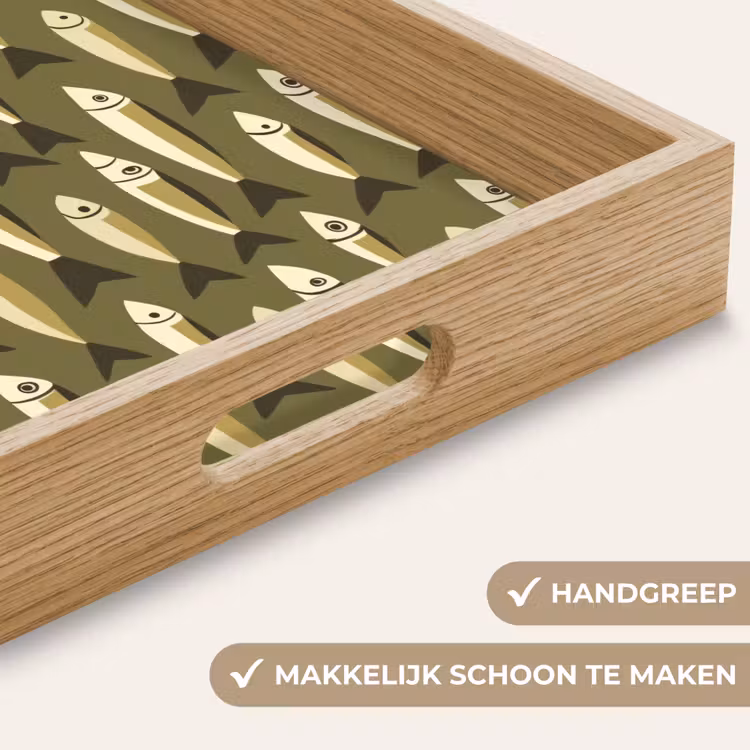 Vis - Patroon - Groen Dienblad Rechthoek middel 911 -USP_HandgreepNL
