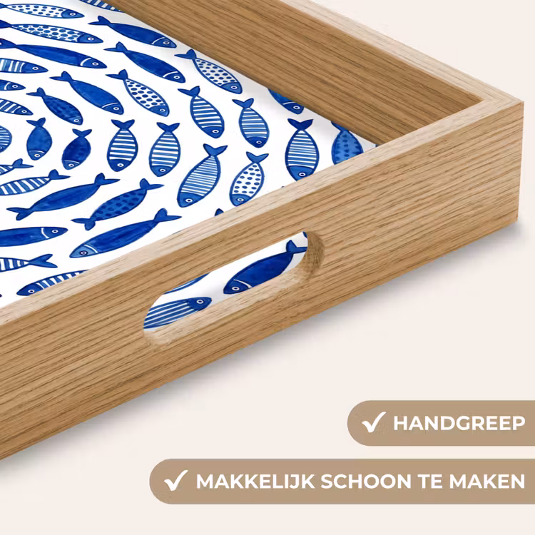 Vis - Patroon - Onderwater - Abstract - Blauw Dienblad Rechthoek middel -USP_HandgreepNL