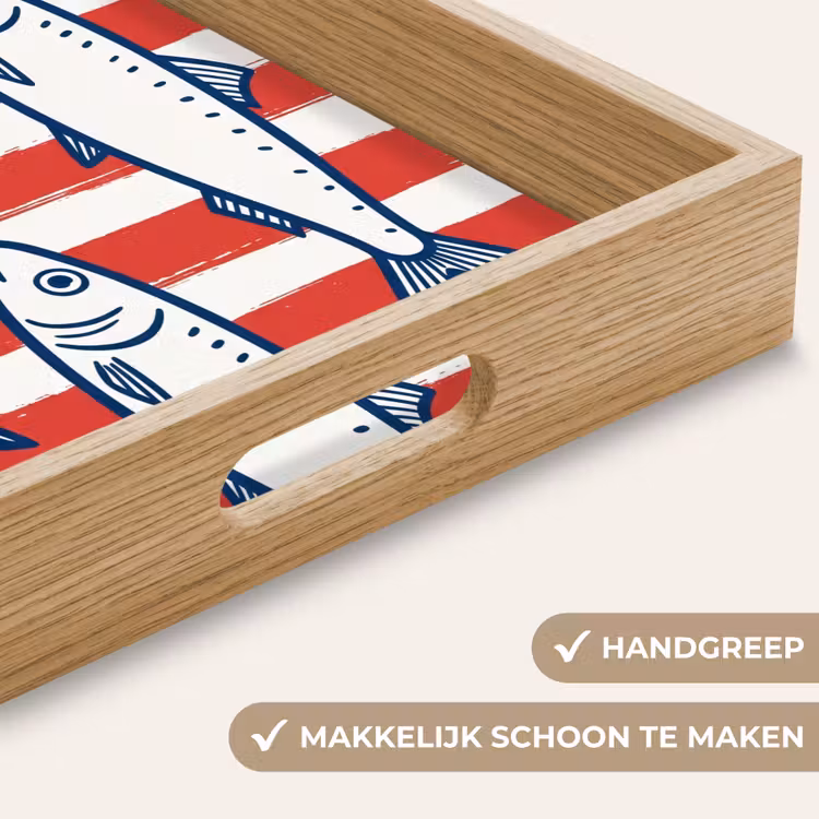 Vis - Patroon - Strepen - Illustratie - Rood Dienblad Rechthoek middel -USP_HandgreepNL