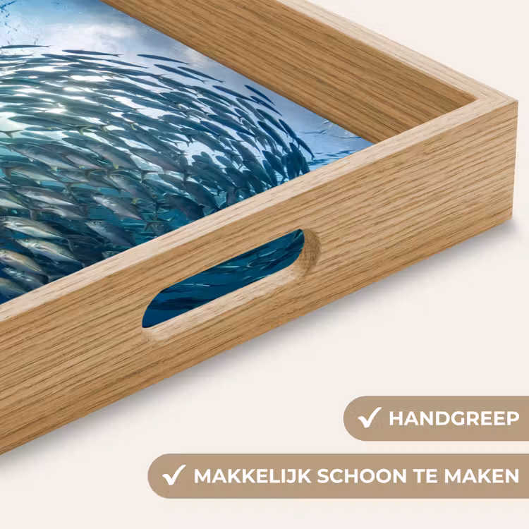 Vis - School - Oceaan - Natuur - Blauw Dienblad Rechthoek middel -USP_HandgreepNL