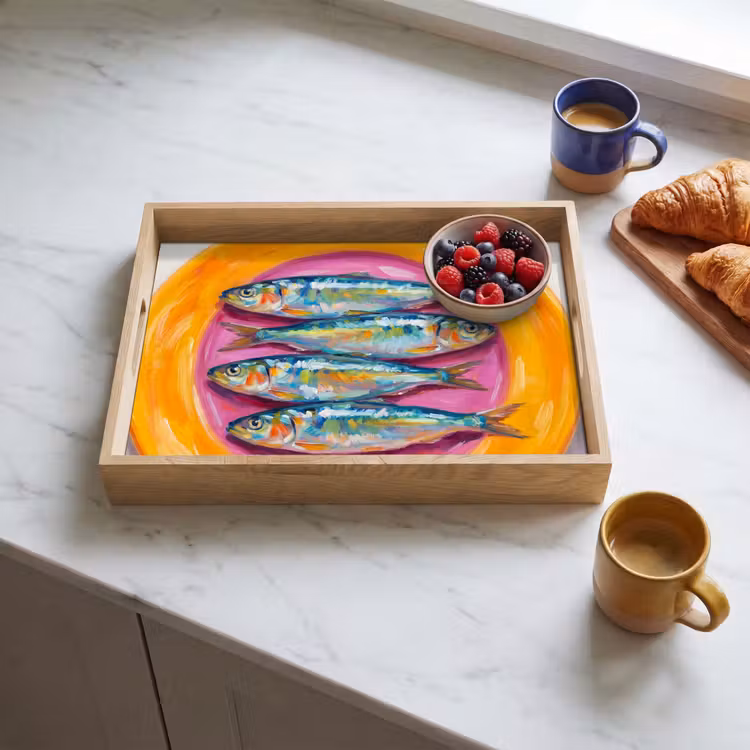Vis - Vier - Eten - Modern - Kleurrijk Dienblad Rechthoek middel -sfeer2