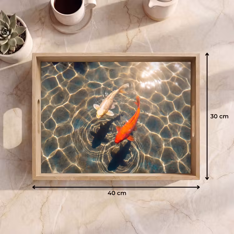Vis - Water - Dieren - Oranje - Goud Dienblad Rechthoek middel -USP_Formaat