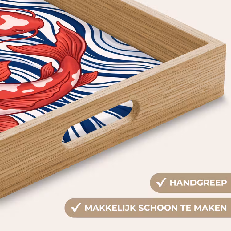 Vis - Water - Natuur - Illustratie - Rood Dienblad Rechthoek middel -USP_HandgreepNL