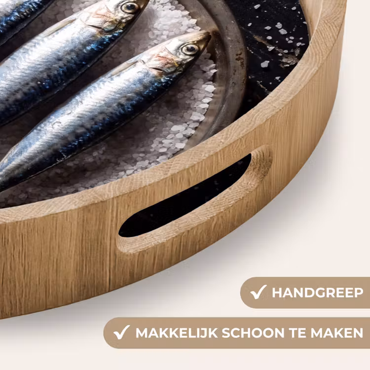 Dienblad - Vis - Zout - Eten - Vis - Zout - Eten Dienblad Rond middel