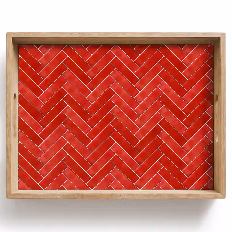Visgraat - Tegel - Rood Dienblad Rechthoek middel 911 -z3d_shopping
