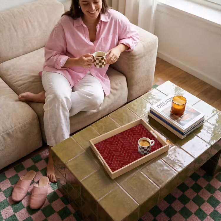 Visgraat - Wandtegel - Bordeaux - Rood Dienblad Rechthoek middel 911 -sfeer3