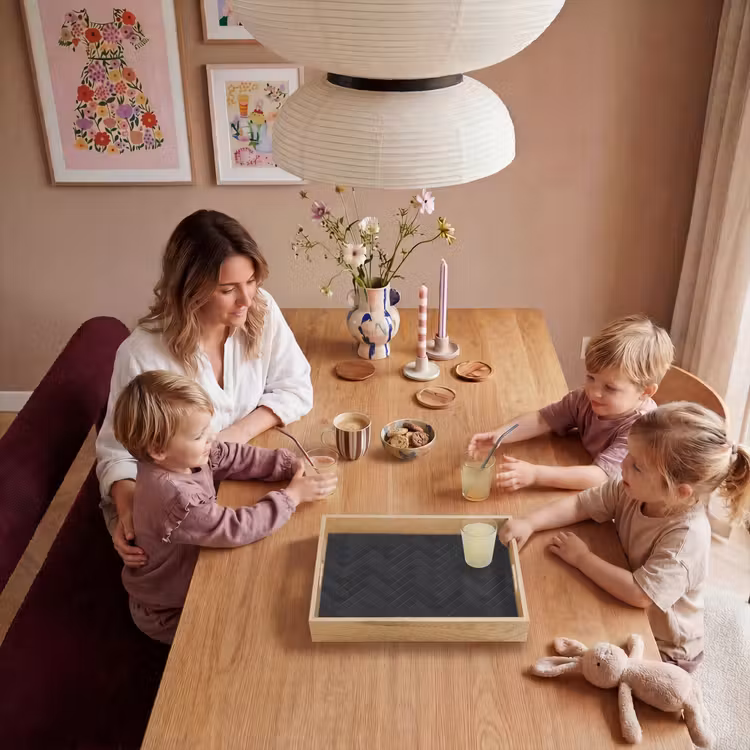 Visgraat - Wandtegel - Donkergrijs Dienblad Rechthoek middel 911 -sfeer4