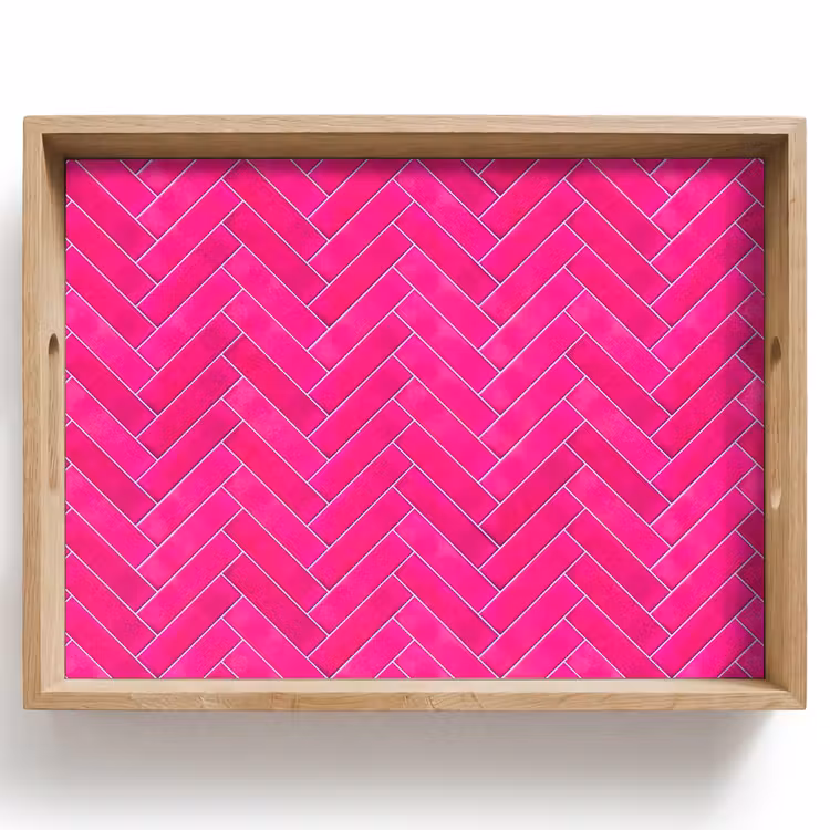 Visgraat - Wandtegel - Fuchsia - Roze Dienblad Rechthoek middel 911 -z3d_shopping