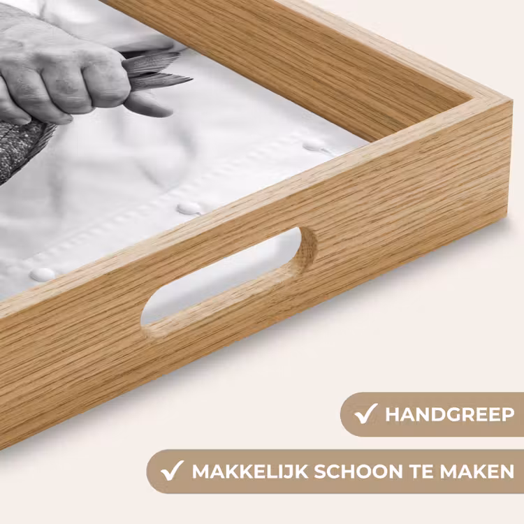 Vissen - Chef - Zwart - Wit Dienblad Rechthoek middel -USP_HandgreepNL