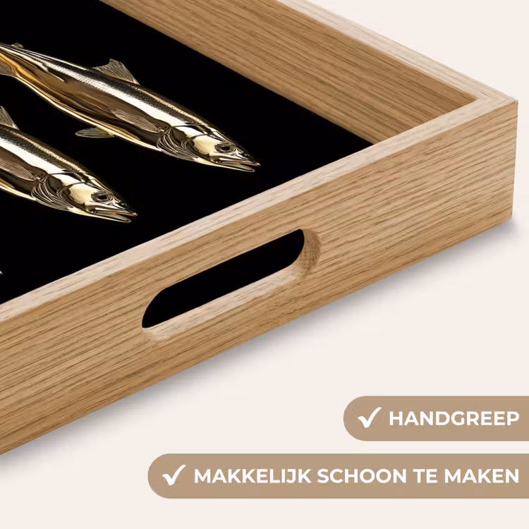 Vissen - Goud - Zwart Dienblad Rechthoek middel -USP_HandgreepNL
