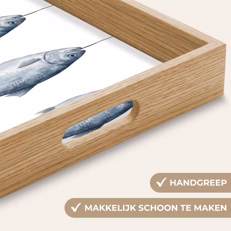 Vissen - Illustratie - Delfts - Blauw Dienblad Rechthoek middel -USP_HandgreepNL