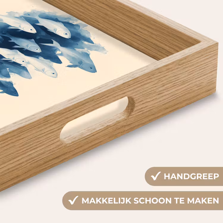 Vissen - Minimalistisch - Blauw Dienblad Rechthoek middel -USP_HandgreepNL